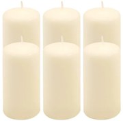 Sada stĺpových sviečok, 11,5 cm, Ø 6 cm, krémové, 6 ks