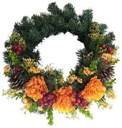 Umelý čečinový veniec Chryzantémy oranžové, pr. 40 cm