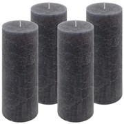 Antracit parafínová sviečka rustikálna 20 cm,90 h, sada 4 ks