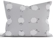 Bavlnená obliečka na vankúš Renforcé 70 × 90 cm - Ovečky Morning Yoga sivá