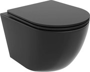 Mexen Lena, závesná WC misa 490x360x340 mm, Rimless Tornádo + WC sedadlo z duroplastu, čierna matná, 30221085T
