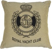Béžovo-čierny gobelínový vankúš Royal Yacht Club - 45*45*16cm