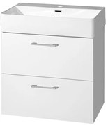 Mereo Mereo, Leny, kúpeľňová skrinka s keramickým umývadlom 60 cm, biela, nové madlo, MER-CN811N