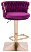 LuxuryForm DESIGN Barová stolička LYON VELUR na zlatej hranatej podstave - fuchsia