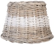 Ratanové tienidlo s bielym pruhom - Ø 20 * 15 cm / E27