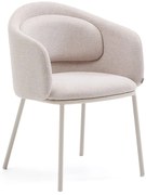 Béžové čalúnené jedálenské kreslo s podrúčkami Minda – Kave Home