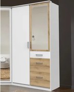 Šatníková skriňa so zrkadlom Click, 91 cm, biela/doskový dub%