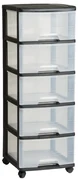 Čierno-priehľadný plastový pojazdný regál 37x100 cm – Curver