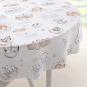 Biante Detský bavlnený okrúhly obrus Sandra SA-368 Spiace zvieratká na oblohe Ø 110 cm