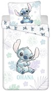 Biele bavlnené detské obliečky na jednolôžko 140x200 cm Lilo and Stitch "Ohana White" – Jerry Fabrics