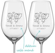 Svadobné poháre na víno Veselí novomanželia, 2 ks