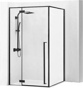 Sprchový kút REA FARGO 90/zástena x 120/dvere cm, čierny matný/transparent - bez vaničky