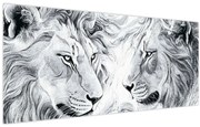 Obraz - Kreslené levie hlavy (120x50 cm)