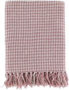 Bielo-malinový priadzový pléd so vzorom a strapcami Aix Hod - 130*150 cm