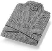 Sivý bavlnený župan veľkosť L Mia Waffle - Foutastic