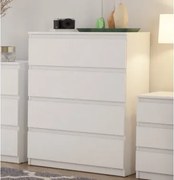 Komoda so 4 zásuvkami Carlos, biela, 75 cm%