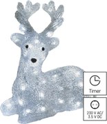 EMOS DCFC06 vianočná dekorácia - jelenček 40 LED V27cm 2,1W studená biela, IP44, časovač, adaptér