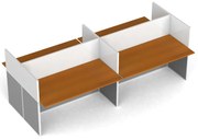 Kancelársky stôl PRIMO s paravánmi, 4 miesta, magnetická tabuľa, sivá/čerešňa