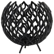 Čierny antik kovový dierovaný svietnik Siam L - Ø 20*18 cm