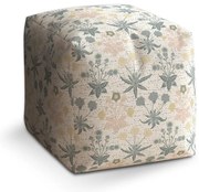 Taburet Cube sivé kvety, sivá
