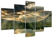 Obraz jazera s presvitajúcim slnkom (150x105 cm)
