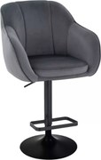 LuxuryForm DESIGN Barová stolička AVOLA VELUR na čiernom tanieri - tmavo šedá