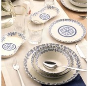 Jedálenská súprava 27 ks biela/modrá/porcelán