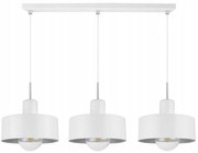 Závesné svietidlo Barcelona, 3x biele kovové tienidlo, ch