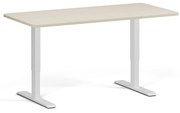 Výškovo nastaviteľný stôl, 160x80 cm, 2 motory, zaoblené rohy, biela podnož, breza