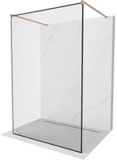 Mexen Kioto, sprchová zástena Walk-In 100 x 200 cm, 8mm sklo čierny vzor, medený matný profil, 800-100-002-65-70
