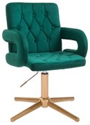 LuxuryForm DESIGN Stolička BOSTON VELUR na zlatom kríži - zelená