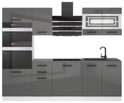 Kuchynská linka Belini Premium Full Version 240 cm šedý lesk s pracovnou doskou  TRACY