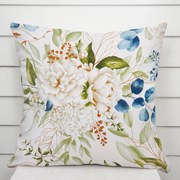 Biante Bavlnená obliečka na vankúš Sandra SA-668 Kvety a modro-zelené listy na bielom 40 x 40 cm
