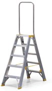 Obojstranné hliníkové schodíky ALVE FORTE s madlom, 2x5 stupňov, výška 1,07 m