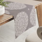 Biante Bavlnený behúň na stôl Sandra SA-547 Krémové mandaly na béžovosivom 20x120 cm