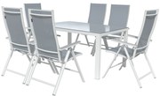 Livarno home Hliníkový záhradný stôl Houston + Hliníkové kreslo Houston s vysokým operadlom, 6 kusov  (800008274)