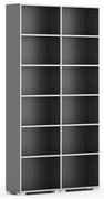 Knižnica SILVER LINE, 2 stĺpce, 2230 x 1200 x 400 mm, grafit