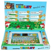 Náučný tablet múdrej sovy dvojjazyčný CZ+AJ, plast, 24x19x2 cm, na batérie so zvukom