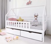 Detská domčeková posteľ z masívu borovice DIANA so šuplíkmi - 200x90 cm - BIELA