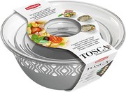 STEFANPLAST Plastová miska Tosca, biela/sivá, sada 3 ks s vekom