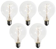 Sada 5 ks Stmievateľná LED žiarovka E27 so špirálovým vláknom G95 4W 270lm 2200K