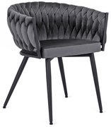 Kreslo ORION velvet - sivé pletenie čierne nohy - vintino.sk