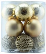 DECOLED Plastové ozdoby, d.8 cm, zlaté, 4x vráskavé, 4x matné, 4x trblietavé