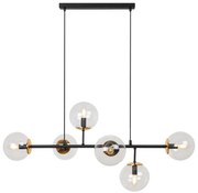 Závesné svietidlo Paris, 6x číre sklenené tienidlo, B/G