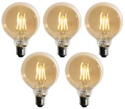 Sada 5 ks Stmievateľná LED žiarovka E27 G95 5W 450lm 2700K