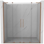 Mexen Velar L Duo, posuvné sprchové dvere do otvoru 170 cm, 8mm číre sklo, medená matná, 871-170-003-02-65