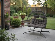 Závesné hojdacie dvojkreslo CUBA čierne - sivé vankúše