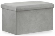 Sivý skladací taburet FURELA VELVET XL 60 x 38 x 38 cm