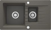 Deante Zorba, granitový drez 760x440x164 mm Z/O, 3,5" + priestorovo úsporný sifón, 1,5-komorový, antracitová metalíza, DEA-ZQZ_T513