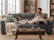 Rozkladacia pohovka na trvalé spanie Ischia, stredne šedá látka%